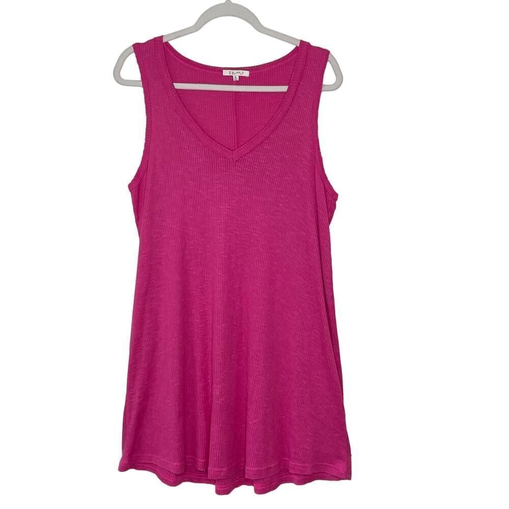 Z Supply Raspberry Ribbed Knit Sleeveless Swing Dress XL